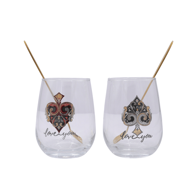 Couple Glass Set With Spoon