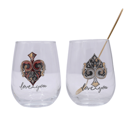 Couple Glass Set With Spoon