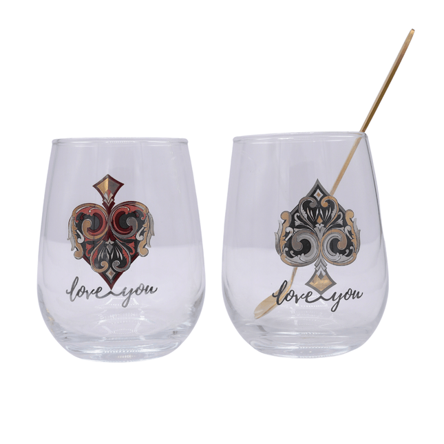 Couple Glass Set With Spoon