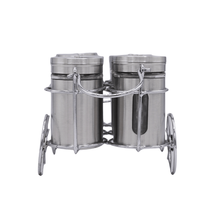Spice Jar Set With Metal Wheel Stand