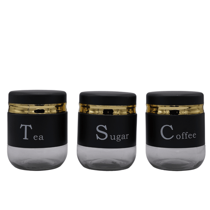 3 Pcs Canister Set Tea Sugar Coffee