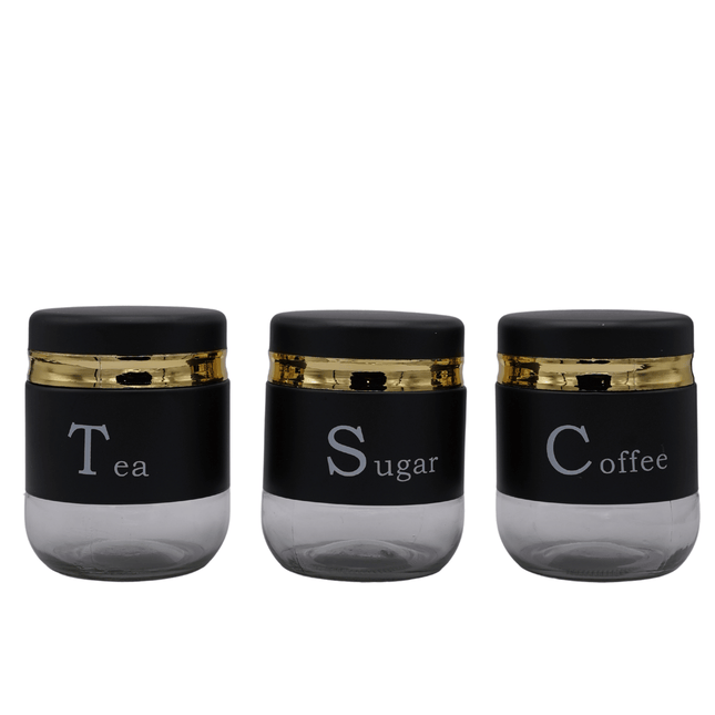 3 Pcs Canister Set Tea Sugar Coffee