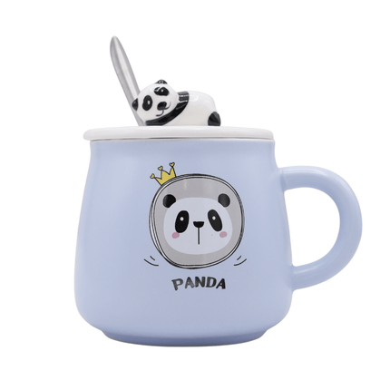 Panda Ceramic Mug with Lid and Spoon