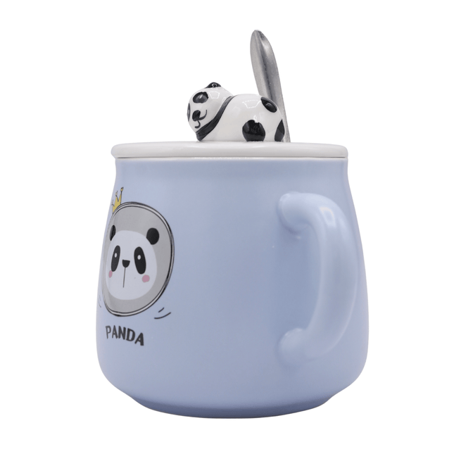 Panda Ceramic Mug with Lid and Spoon