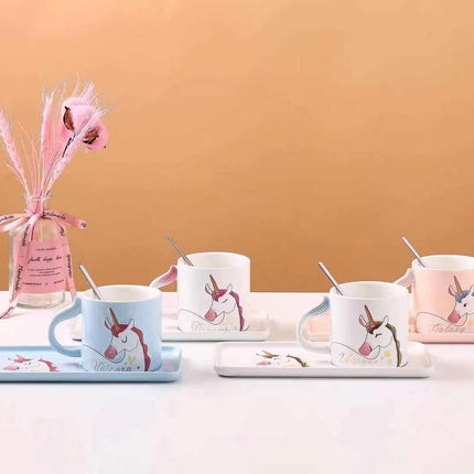 Unicorn mug with plate