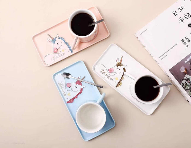 Unicorn mug with plate