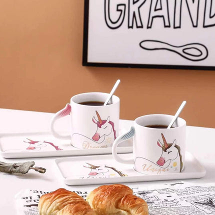 Unicorn mug with plate