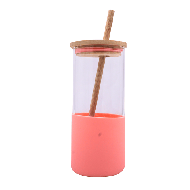 Glass Sipper With Bamboo Straw