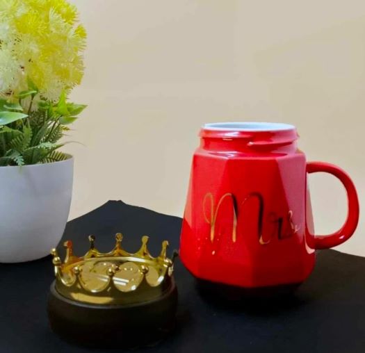 Crown lid couple mug set