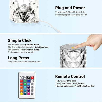 Rose Diamond Touch Sensor Lamp