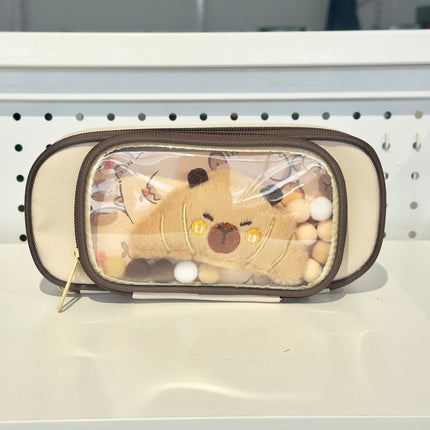 Capybara double zipper pouch