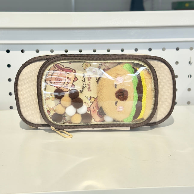 Capybara double zipper pouch